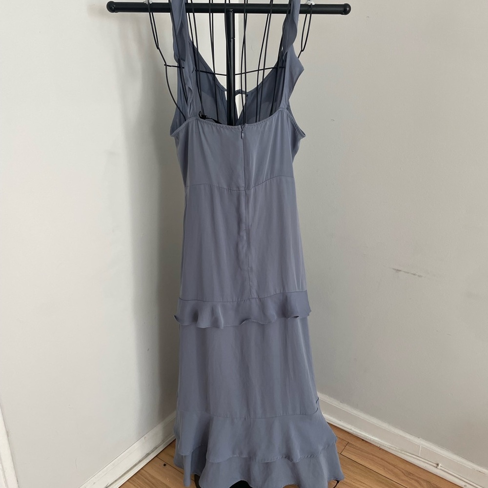 Doe & Rae Asymmetrical Gray Ruffle Dress - Picture 6 of 8